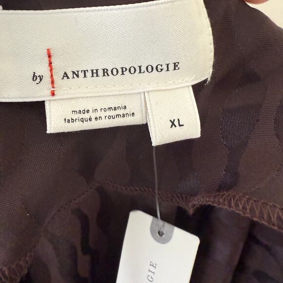 By Anthropologie Sleeveless Cowl-Neck Burnout Slip Midi Dress Brown Size XL - Picture 8 of 9